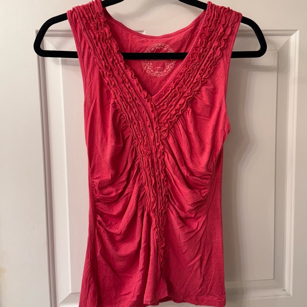Vibrant Pink Ruffled V-Neck Top